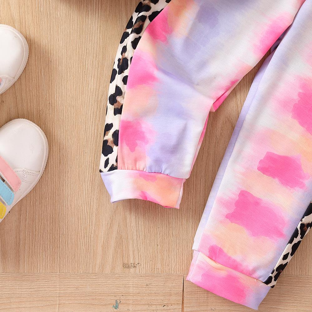 Kids' Cross-Border Tie-Dye Patchwork Hoodie & Sweatpants Set, Autumn/Winter Fashion