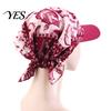 Sun Hat Headscarf Hat, Cashew Flower Print Ethnic Style Turban Cap, Elastic Fabric Protection for Cycling Sports Chemotherapy Cap