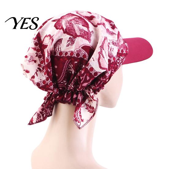 Sun Hat Headscarf Hat, Cashew Flower Print Ethnic Style Turban Cap, Elastic Fabric Protection for Cycling Sports Chemotherapy Cap