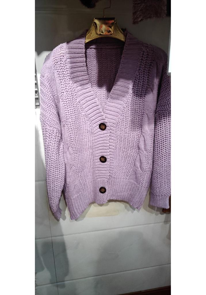 2023 Autumn/Winter Women's Chunky Knit Long Sleeve Button-Up Cardigan