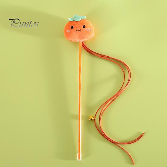 Cat Tease Stick Toy Interactive Bite-Resistant Plush Cartoon Fruits Cats Stick Attracts Attention Kitten Teaser Wand Toy for Playing