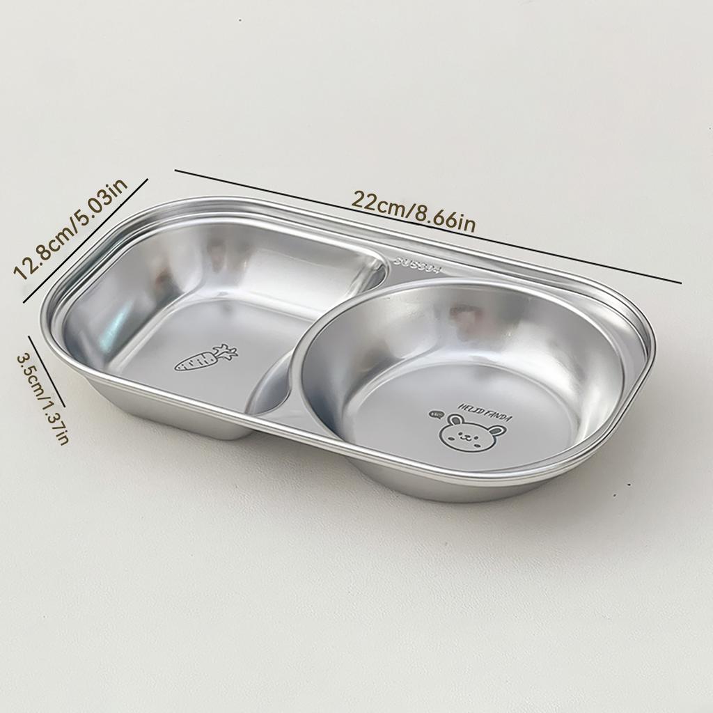 Mini Cute Children Dinner Plate 304 Stainless Steel Divided Food Plates Dishes Fruit Salad Plates Kitchen Tableware