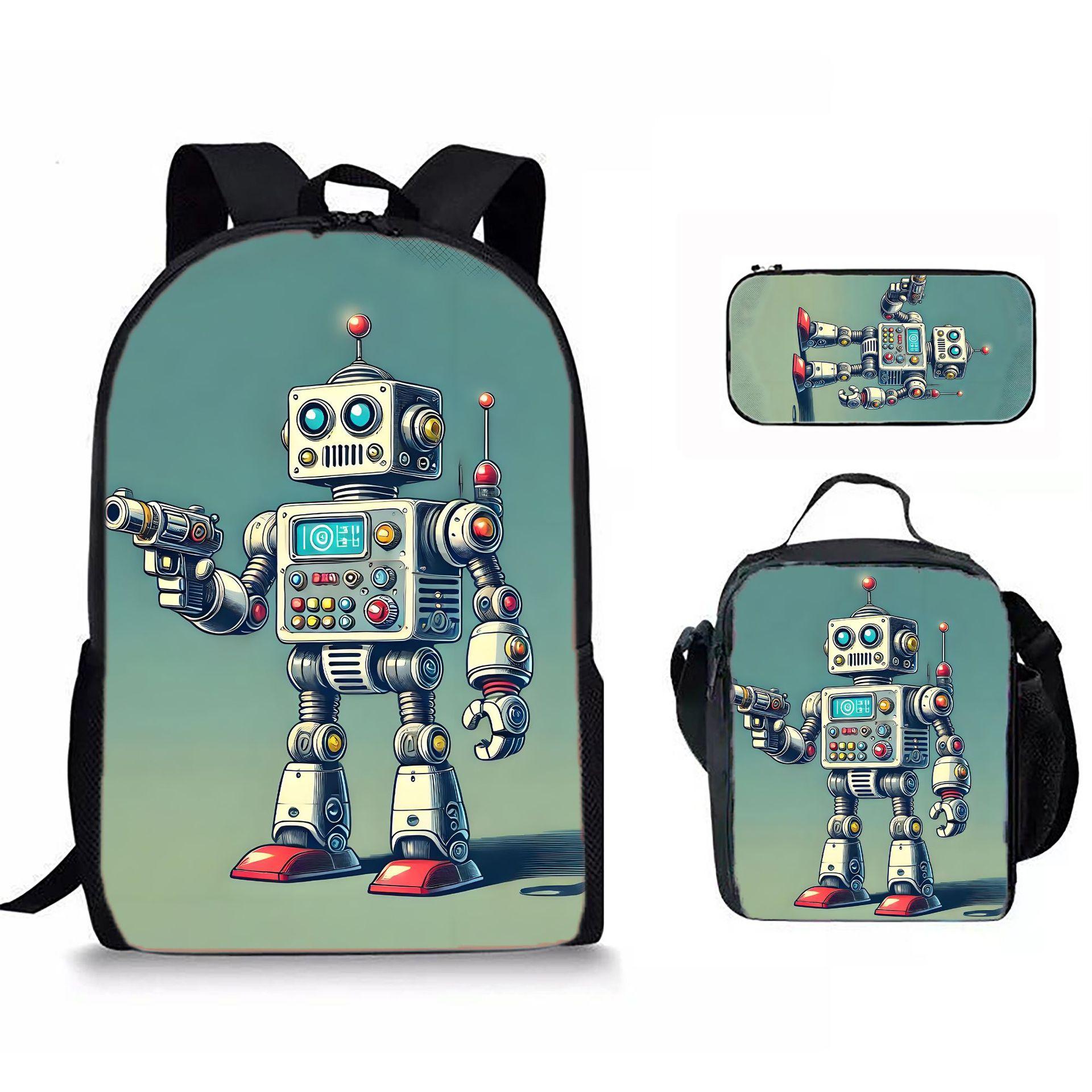 Iconisch Favoriete Ruimtevaarder 3D Patroon 3 stuks/Set leerling Schooltassen Dagelijkse Laptop Rugzak Dagelijkse Tas Schoudertas Lunchbox Etui