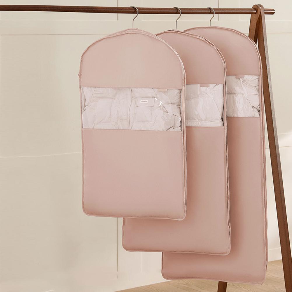 Clothes Hanging Dust Cover Wedding Dress Cover Suit Coat Storage Bag with Self Compression Zipper Space Saver Clothes Cover