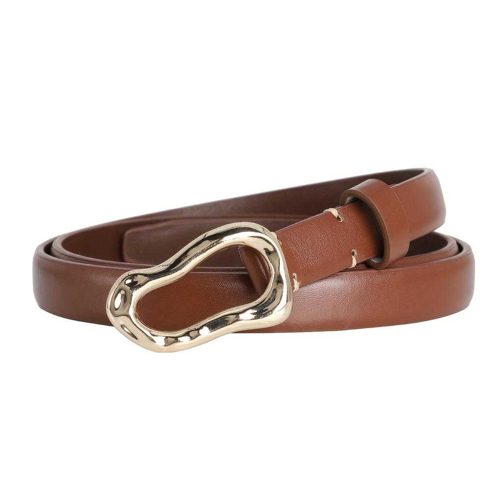 Women'S Simple Thin Belt Casual High Sense Irregular Button Head Slim Pants Belt Women