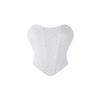 Top Corsetto Senza Spalline in Rete Nera con Strass, Vita Arricciata, Bustier Steccato per Donna