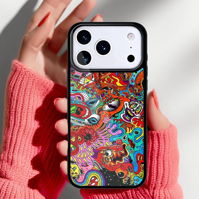 

Colourful Psychedelic Trippy Art Phone Case for iPhone 17 16 15 14 13 Pro Max Back Cover for 12 11 Pro Coque iPhone 15 Pro