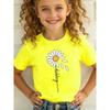 Summer Fashion Girls' Short Sleeve T-Shirt HAPPY Daisy Flower Cartoon Print Casual Versatile Top