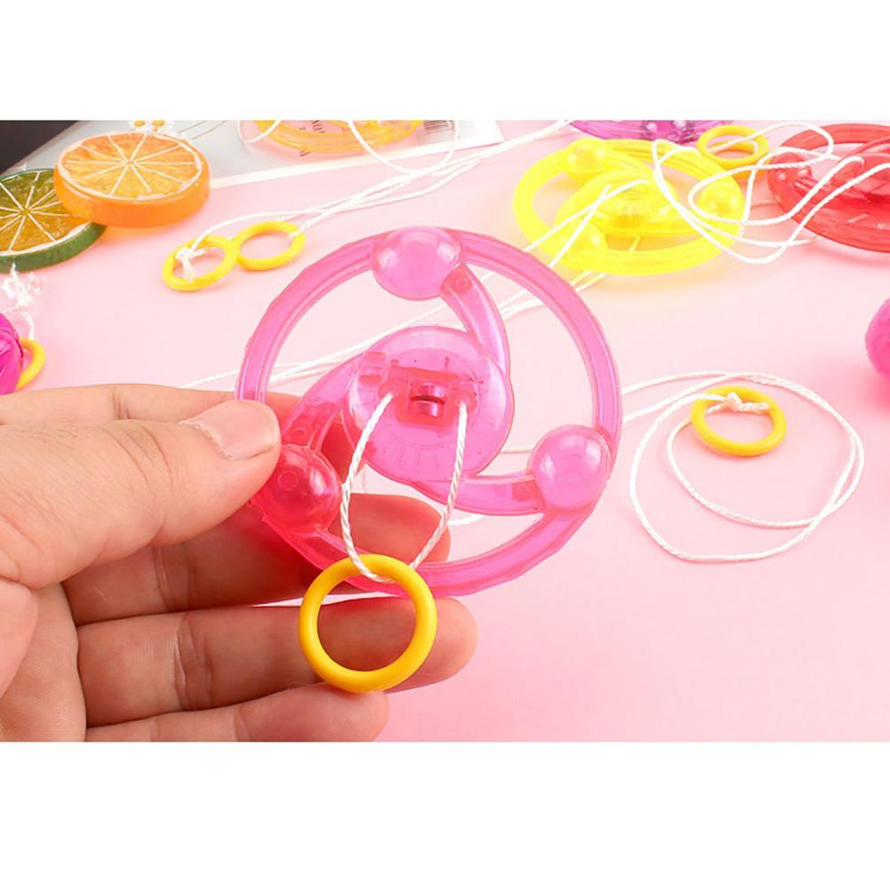 Kids & Adults Stress Relief Toy Pull String Flashing Flying Wheel Glowing Spinning Top (Bag, 10pcs*s) Random Color 1