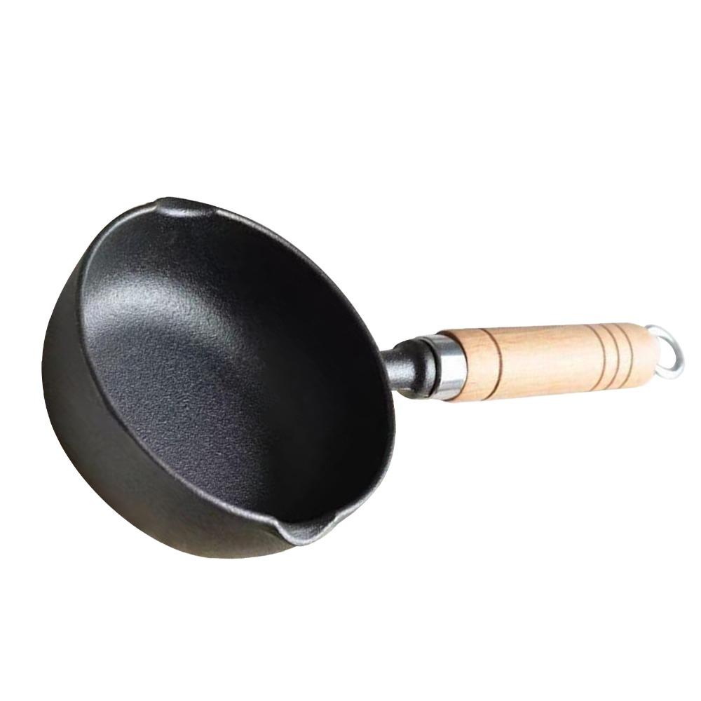 Cast iron Butter Warmer Pot Black Wooden Color Mini Frying Pan Indoor Cooking Outdoor Cooking