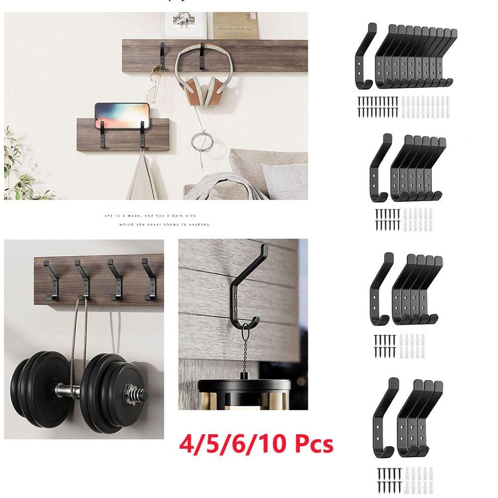4/5/6/10 Pcs Wall Mounted Coat Hook Heavy Duty Door Hook Universal Towel  Hanging Hook  Wall Mounted