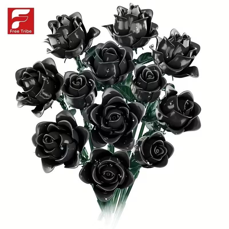 1009 szt. Kreatywne Klocki Słonecznikowe Czarna Róża w Stylu Gotyckim Model z Klocków Dekoracja Domu Zabawki dla Dzieci Prezenty Świąteczne