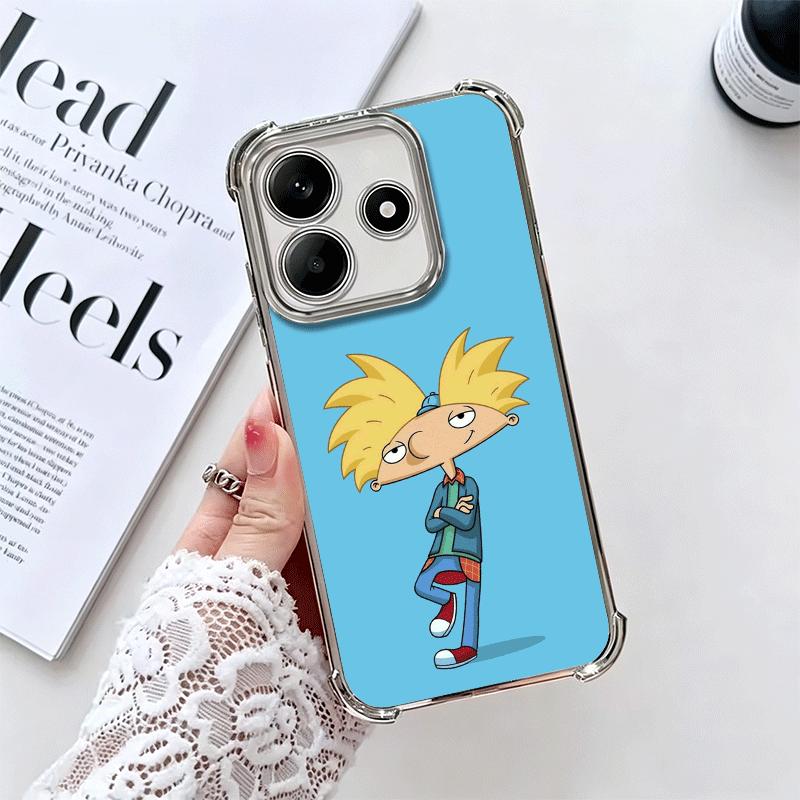Cartoon Hey Arnold Helga Plating Phone Case For Xiaomi Redmi Note 14 15 Pro Plus 13 12 11 11S 11T 10 9S 9 5G Anti-Fall Airabag C