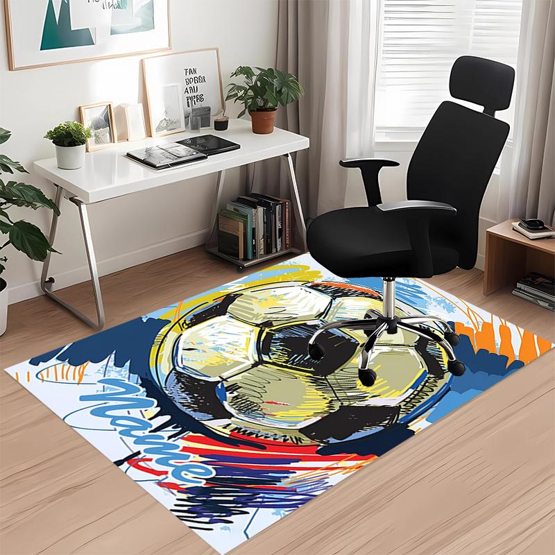Benutzerdefinierter Fußball-Teppich mit Namen, für Bürostuhl, Wohnzimmer, Schlafzimmer, Küche, Dekor, Geschenke.