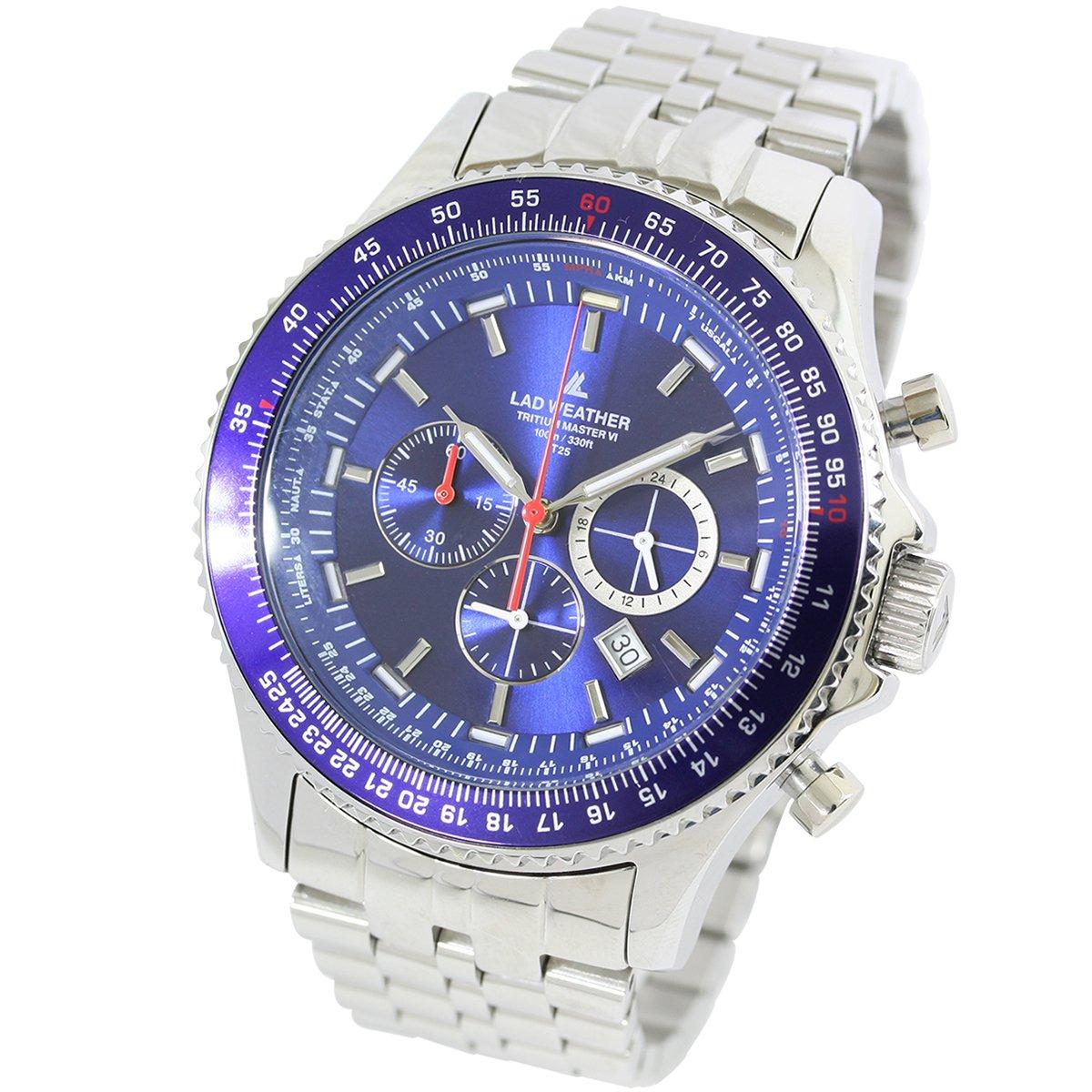 

Годинник Swiss Tritium Chronograph 100m Water Resistant Pilot Watch [Rad Weather] для чоловіків (синій) синій