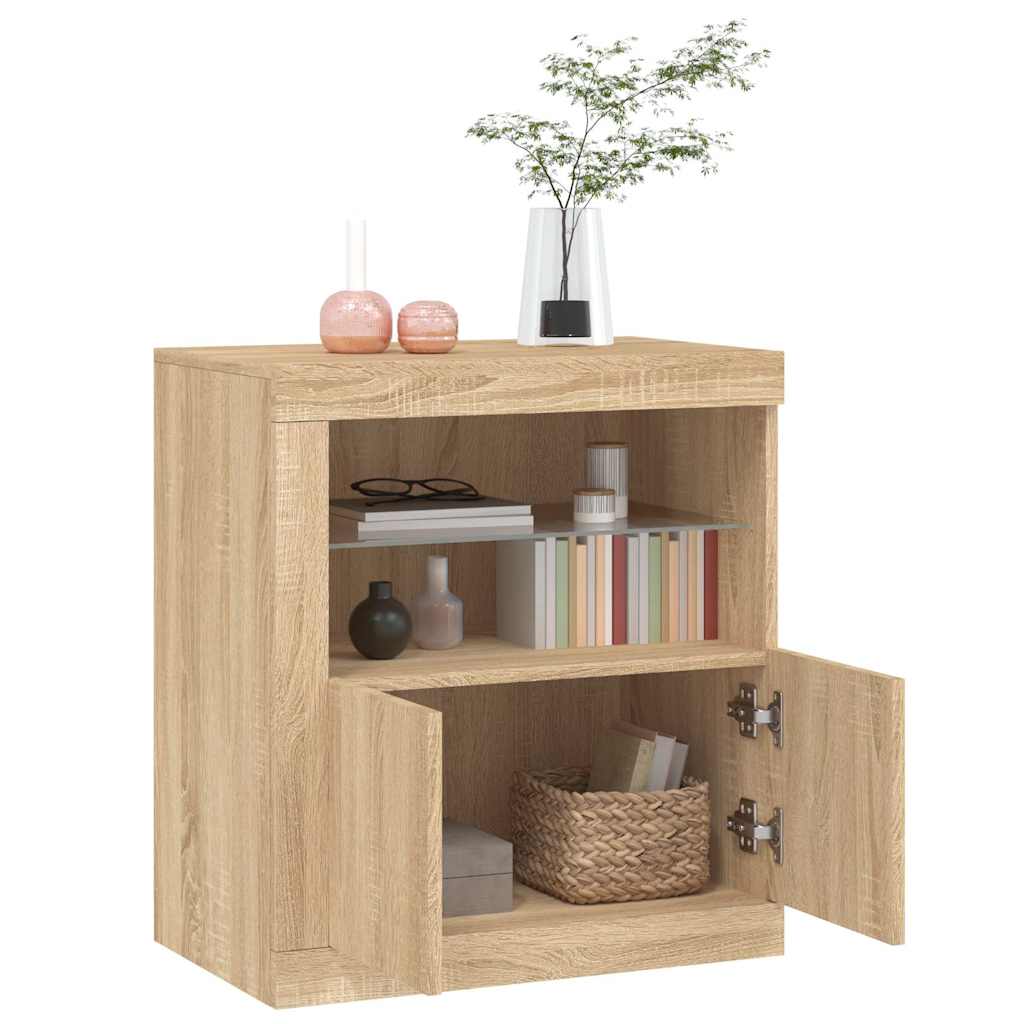 Vidaxl Szafka Z Oświetleniem Led, Dąb Sonoma, 60,5X37X67 Cm