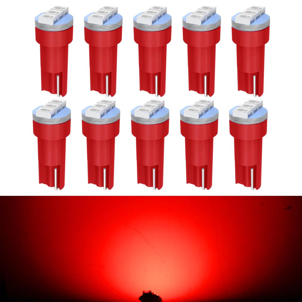 10Pcs T5 Led Bulbs W3W W1.2W Led Canbus Car Interior Lights Dashboard Gauge Warning Indicator Wedge Auto Instrument Cluster Lamp 12V