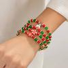 KunJoe 4Pcs/Set Red Green Crystal Bead Chain Bracelet Women Cute Snowflake Snowman Elasticity Charm Bracelets Christmas Jewelry