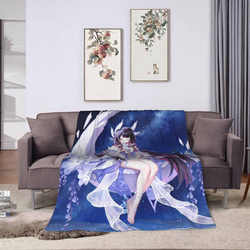 Genshin Impact Warm Soft Blanket  Girls Boys Plush Throw Blanket Street Trend Bedroom Flannel Bedspread Sofa Bed Cover