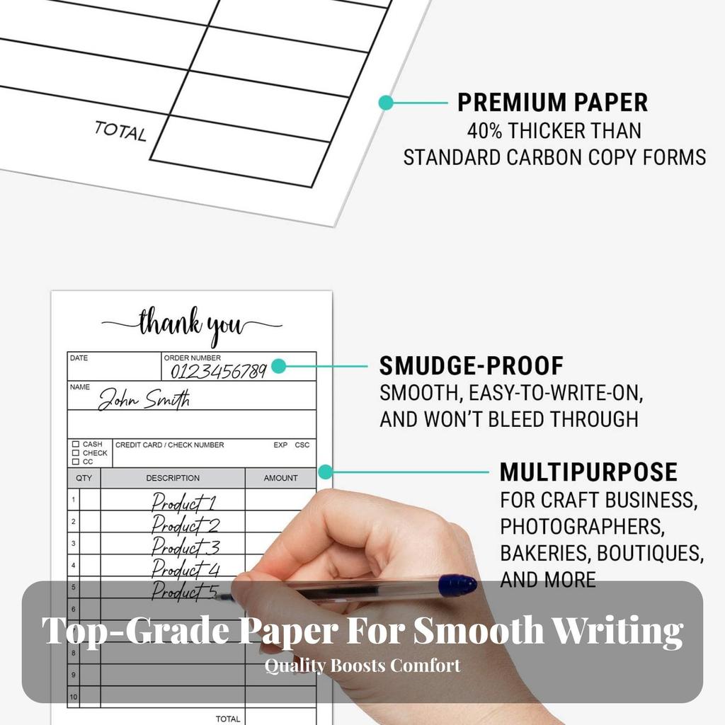 Carbonless Receipt Pad White and Yellow Order Form Chipboard Backing 2Part Book