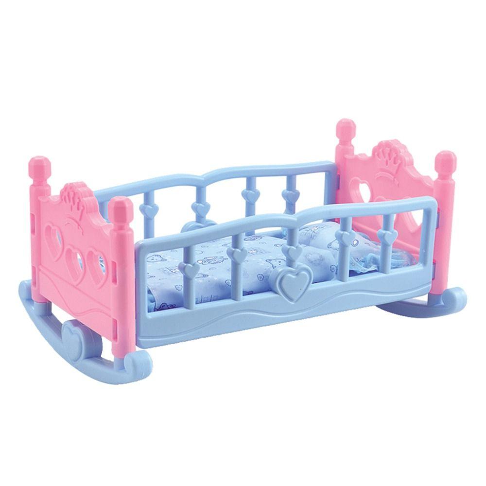 Infant Carriage Baby Doll Rocking Bed Pretend Play Doll Rocking Crib Baby Bed Cradle Girls Gift