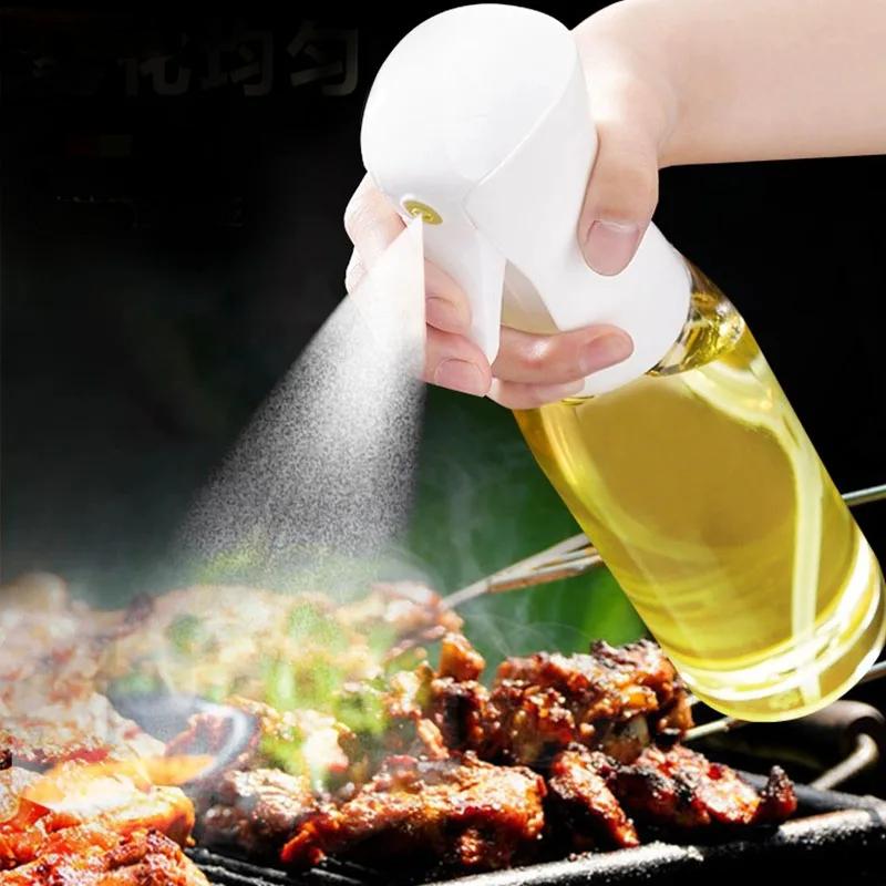 Black Kitchen Oil Bottle Cooking Oil Spray 200ml Pneumatic Spray Plastic Bottle Fitness Barbecue Spray Oil Dispenser