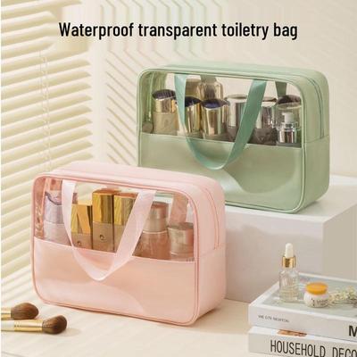 Bolsa de Maquillaje Impermeable Transparente de PU - Estuche de Viaje para Baño y Cosméticos de Gran Capacidad