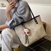 Large Capacity Denim Shoulder Bag Commuter Bag Women'S New Spring Versatile College Student Class Tote Bag