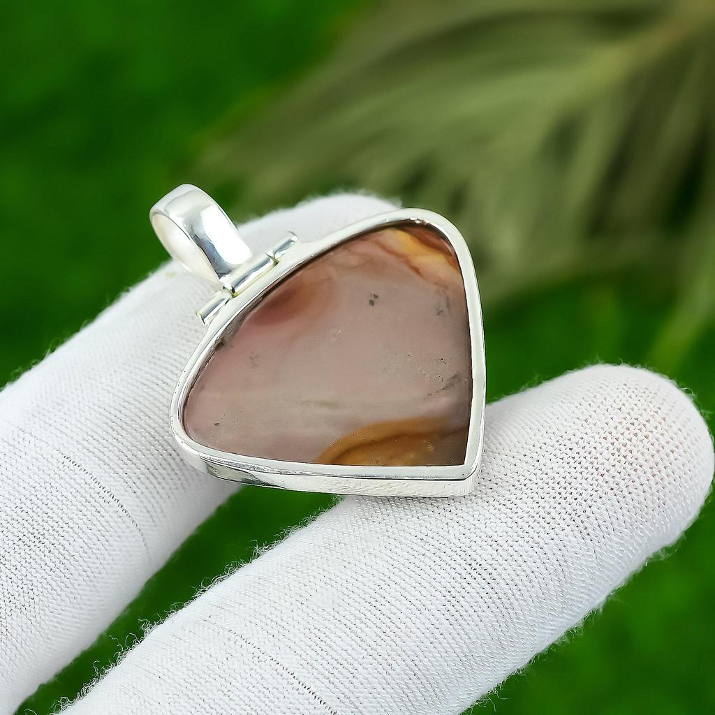Natural Mookaite Gemstone Pendant Red 925 Sterling Silver Indian Jewelry