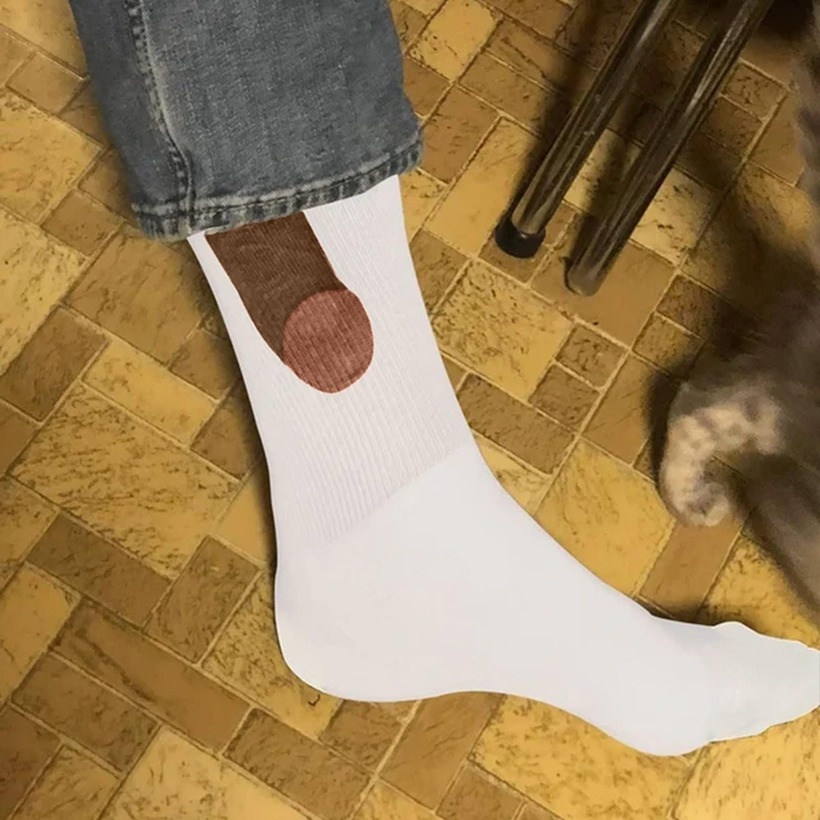 

1 пара забавных повседневных носков для мужчин и женщин, повседневные носки с забавным узором, сумка, хлопковые новые носки One Size белый