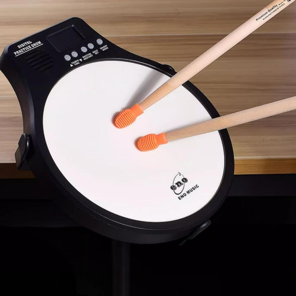 4 Pieces Drumstick Tip Covers Drumstick Mute Damper Tip Supporter Silicone Drumstick Silencer Tip Protective Caps for Beginners (Orange)