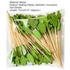 100Pcs Fruit Forks Food Grade Anti-slip Wood Long Handle Cactus Shape Buffet Picks Party Supplies