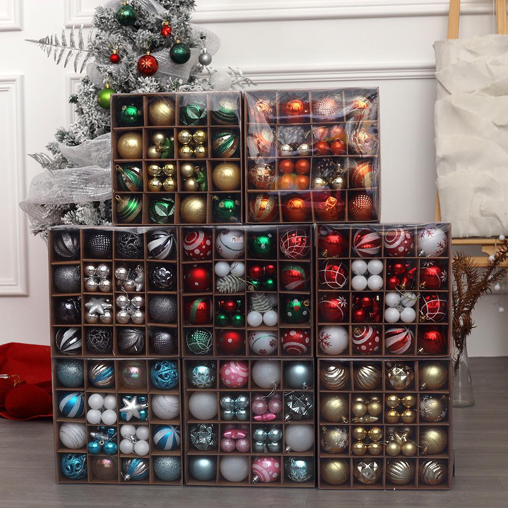 Painted Christmas Ball Gift Box Set - Festive Tree Ornaments & Party Decorations