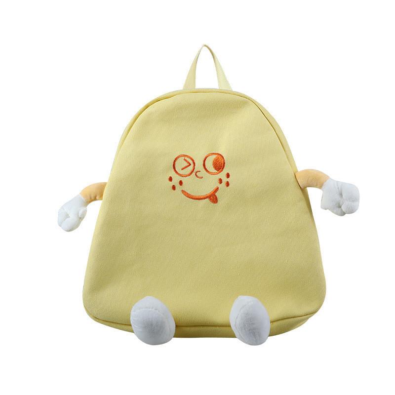 Adorable Korean Style Cartoon Backpack For Kids Lightweight Canvas Bag With Embroidery