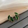 925 Silver Needle Green Flower Earrings For Women Korean Fashion Jewelry Trending Luxury Zircon Leaf Women's Stud Earrings