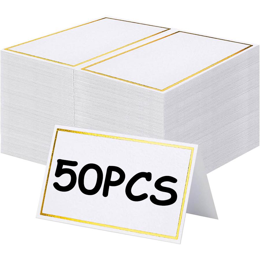 

50pcs 10.2x8.4cm Blank Foldable Double-sided Bronzing Table Card Birthday Party Wedding Guest Instruction Card Party Supplies