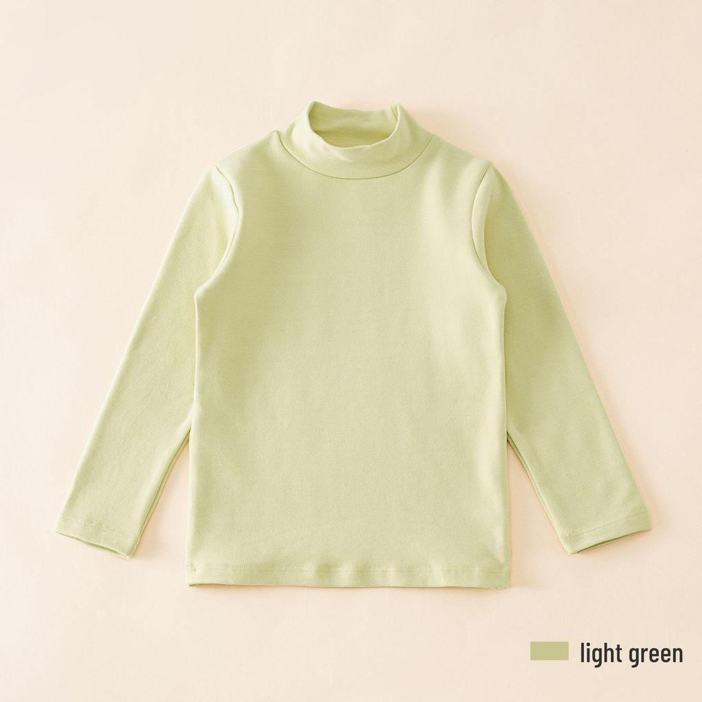 2024 Kids' Warm Long-Sleeve Mid-Collar Cotton T-Shirt for Autumn & Winter