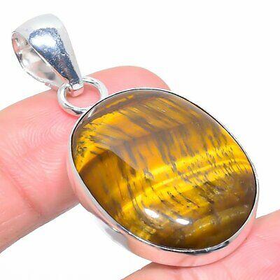 

Natural Pretty Tiger Eye Gemstone 925 Sterling Silver Gift Pendant 1.89 L1Q64