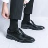 Large Size Business Dress Black Lace-up Engraved Leather Shoes Men's Office Pointed Leather Shoes Wedding Groom Shoes