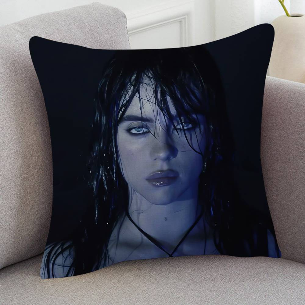 Singer Billie Eilish Soft Comfortable Pillow Case Cartoon For Sofa Living Cat Room Home Office Retro Decor Protective Cover