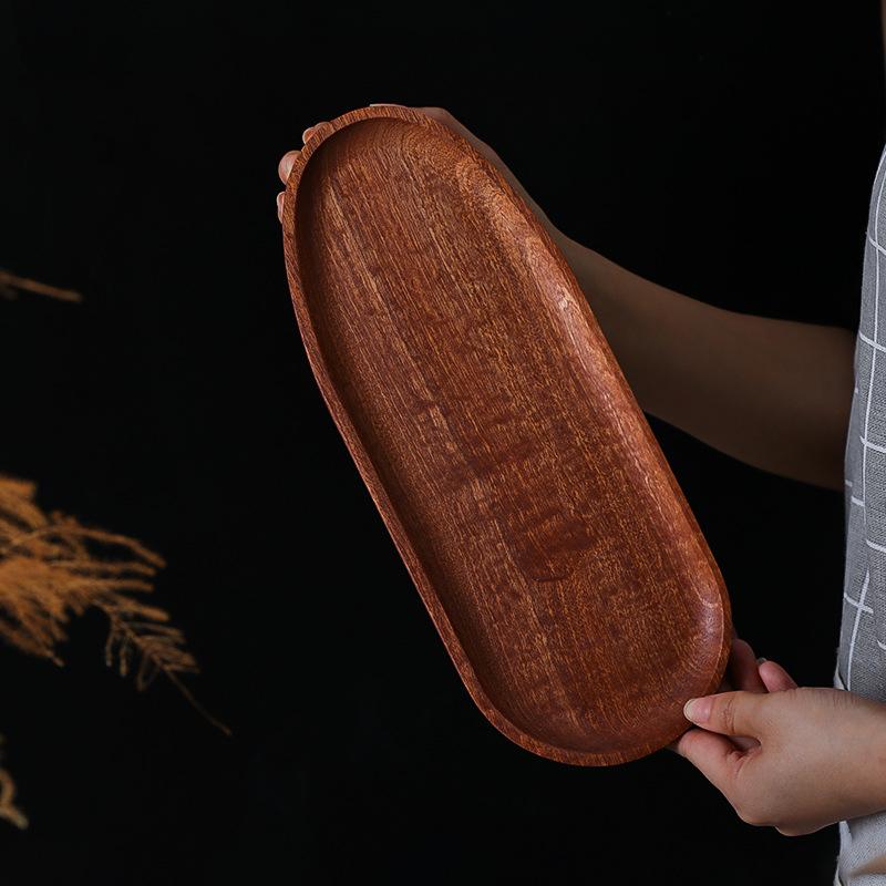 1 stück Ganze Holz Akazie Unregelmäßigen Oval Massivholz Platte Obst Gerichte Steak Pasta Tablett Dessert Teller Geschirr