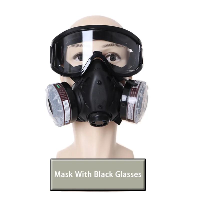Industrial Black Gas Respirator Half Face Mask Dual P-A-1 Filtering Box Safety Glasses For Painting Spraying Welding Work Safety