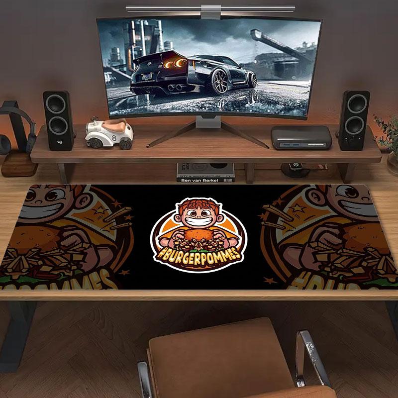 Burger Fries Fun Large Size Mouse Pad Large Gaming Table Cushion Nonslip Laptop Tablet Big Mousepad Xxl Mat Mini Pc Playmat With Lock Edge
