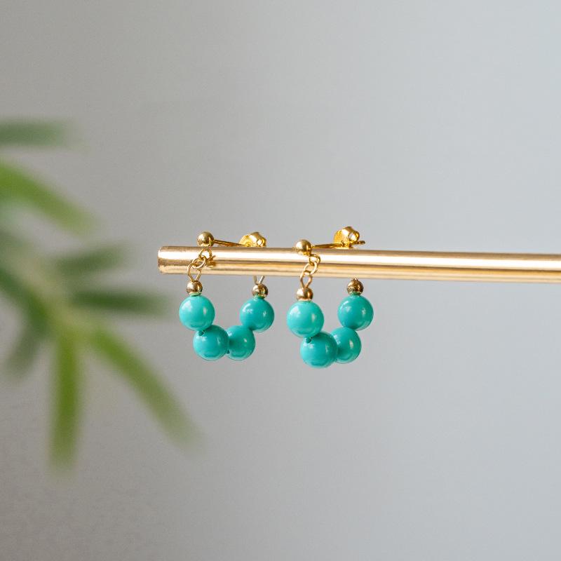 Vintage Turquoise Stud Earrings for Women In National Style