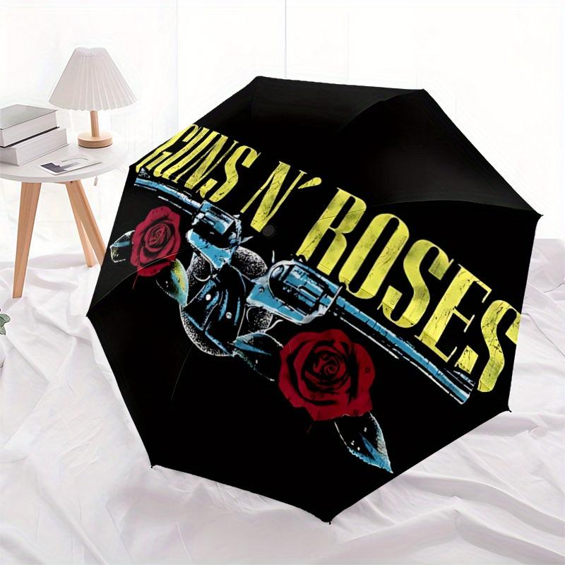 1pc Guns N' Roses Automatic Umbrella Durable Iron Frame & Plastic Handle, Gift for Men & Women, Sturdy Construction, Playful Design yy250826109
