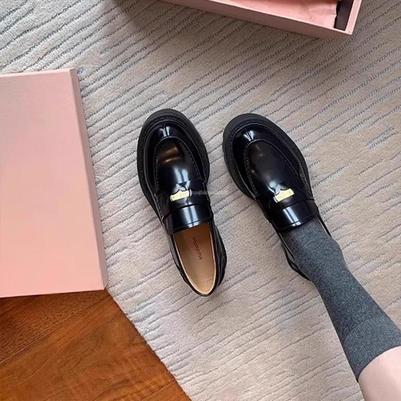 Hong Kong Genuine Leather Platform Heightening Loafers Women's 2025 Spring and Autumn New Round Head One-pedal British Small Leather Shoes Single Shoe