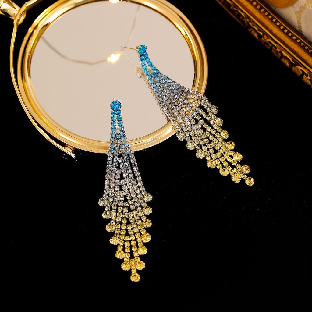 Temperament Super Błyszczące Diamentowe Długie Kolczyki