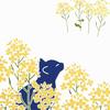 Dyeing Anbo Tenugui In a Field of Rape Authentic Dyed Cotton Made In 35cm X 100cm "Cat Flowers" 100% Tokuoka, Japan,