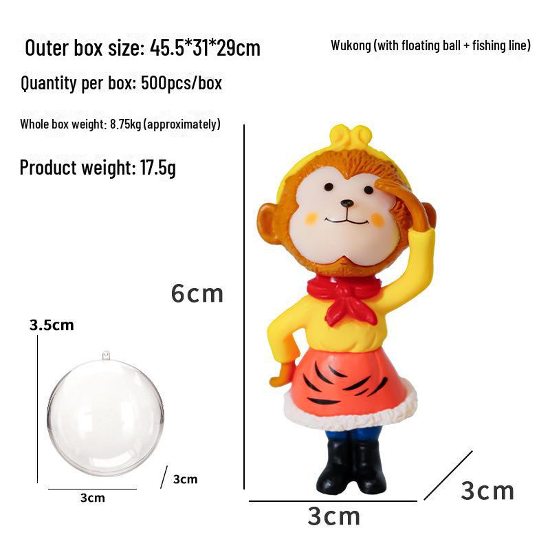 PVC 'Journey To the West' 5-Piece Set: Wukong, Zhu Bajie, White Dragon Horse Fish Tank Ornaments & Micro Landscape Crafts