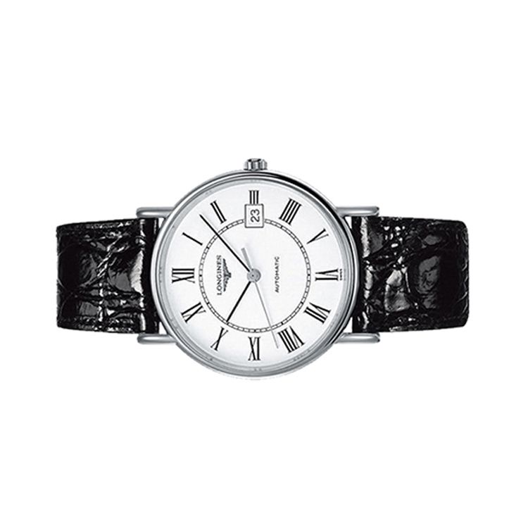 Longines Fashion Series Automatic Mechanical Movement Date Display Watch 38.5Mm White Dial Stainless Steel Case Leather Strap L4.921.4.11.2